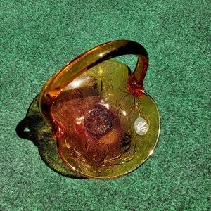 VTG Tiara Home Product, Amber Basket Handle Indiana Glass Co, Dunkirk, IN